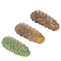 Article Décoration de table en céramique en forme de pomme de pin, automne, 14 cm, lot de 3.