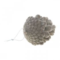 Article Lot de 4 pommes de pin décoratives à suspendre taupe 8 cm
