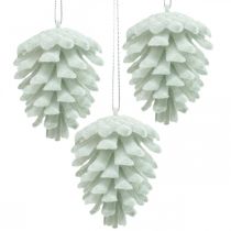 Article Pommes de pin cônes décoratifs à suspendre blanc 7cm 6 pièces