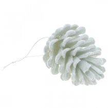 Article Pommes de pin cônes décoratifs à suspendre blanc 7cm 6 pièces