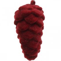 Article Cônes déco floqués, décoration automne, pommes de pin rouge, Avent H8,5cm Ø4,5cm 8 pièces