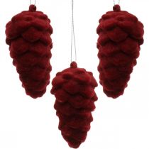 Article Cônes déco floqués, décoration automne, pommes de pin rouge, Avent H8,5cm Ø4,5cm 8 pièces