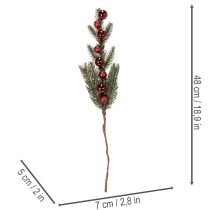 Article Branche de sapin artificielle avec boules de Noël, 48 cm, 2 pièces