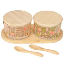 Article Service à tapas motif pêche verres avec couvercle bois 20×10×6,5cm