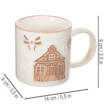 Article Mug en céramique décoré d'une maison et de motifs en relief, 9 cm