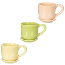Article Tasse à café, objet décoratif pour une table élégante avec plantes, 11 cm, lot de 3