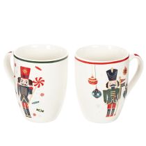 Article Mug de Noël décoré d'un casse-noisette et d'une canne de Noël, 10 cm, lot de 2
