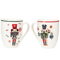 Article Mug de Noël décoré d'un casse-noisette et d'une canne de Noël, 10 cm, lot de 2