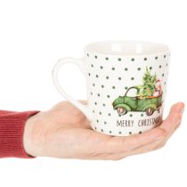 Article Mug à café Joyeux Noël, motif voiture de Noël, tasse en céramique 10 cm, lot de 2