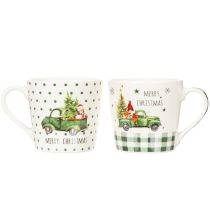 Article Mug à café Joyeux Noël, motif voiture de Noël, tasse en céramique 10 cm, lot de 2