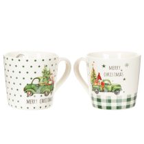 Article Mug à café Joyeux Noël, motif voiture de Noël, tasse en céramique 10 cm, lot de 2