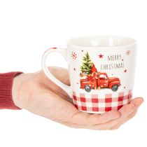 Article Mug de Noël avec voiture et sapin, mugs en céramique, 10 cm, lot de 2