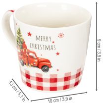 Article Mug de Noël avec voiture et sapin, mugs en céramique, 10 cm, lot de 2