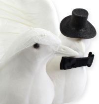 Article Oiseau couple marié blanc 32cm