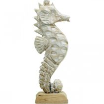 Article Déco Hippocampe Bois Blanc Décoration Maritime figurine déco H38cm