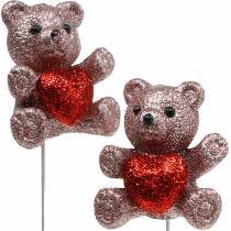 Article Bouchon décoratif ours avec coeur, Saint Valentin, bouchon de fleur paillettes 9pcs