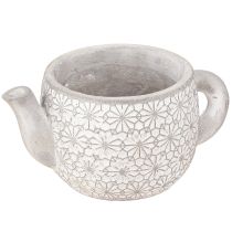 Article Théière jardinière décorative en céramique blanc lavé 16×10,5×8cm 3 pcs