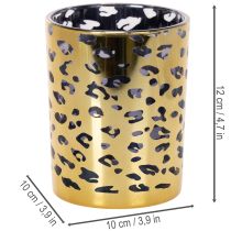 Article Porte-bougie chauffe-plat en verre à motif léopard, 12 cm