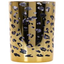 Article Porte-bougie chauffe-plat en verre à motif léopard, 12 cm