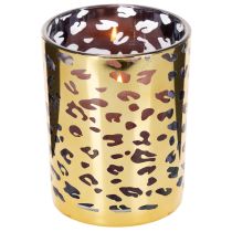 Article Porte-bougie chauffe-plat en verre à motif léopard, 12 cm