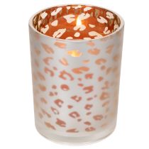 Article Porte-bougie chauffe-plat en verre à motif léopard, 12 cm