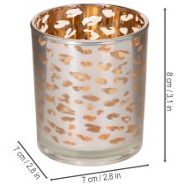 Article Porte-bougie chauffe-plat en verre à motif léopard bicolore, 8 cm