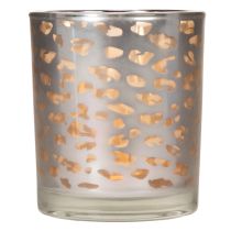 Article Porte-bougie chauffe-plat en verre à motif léopard bicolore, 8 cm