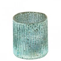 Bougie chauffe-plat verre lanterne bleue décoration bougie 8cm