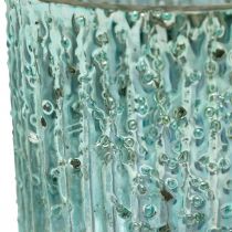 Bougie chauffe-plat verre lanterne bleue décoration bougie 8cm