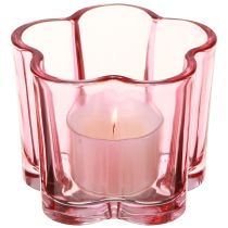Article Photophore fleur en verre rose Ø7,5cm H6cm 6pcs