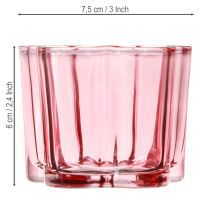 Article Photophore fleur verre rose Ø7,5cm H6cm 6pcs