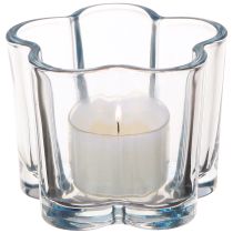 Article Photophore en verre fleur bleu Ø7,5cm H6cm 6pcs
