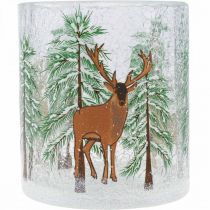 Article Photophore verre Noël Verre photophore craquelé H10cm