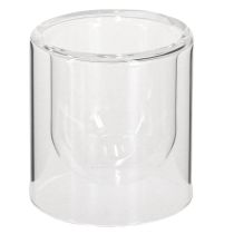 Article Photophore Lanterne en Verre Transparent Ø7.5cm H8cm 4 pcs