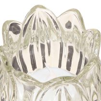 Article Photophore tulipe en verre avec base transparente Ø7cm H16cm 2pcs
