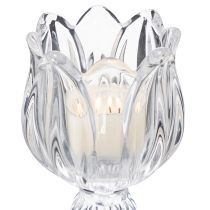 Article Bougeoirs en verre à motif floral pour une décoration de table élégante, 14 cm, lot de 2