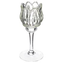 Article Porte-bougie chauffe-plat en verre, forme de fleur décorative pour une ambiance élégante, 17 cm