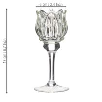 Article Porte-bougie chauffe-plat en verre, forme de fleur décorative pour une ambiance élégante, 17 cm