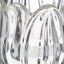 Article Bougeoir en verre en forme de fleur, idéal pour une décoration de table élégante, pour événements et mariages, 22 cm
