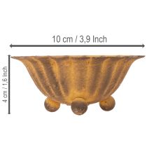 Article Porte-bougie chauffe-plat vintage, petit bol, métal couleur rouille, Ø 10 cm, H 4,5 cm