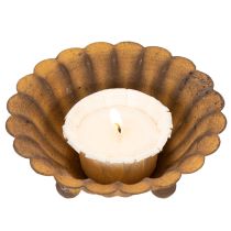 Article Porte-bougie chauffe-plat vintage, petit bol, métal couleur rouille, Ø 10 cm, H 4,5 cm