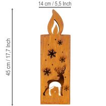 Article Porte-bougie chauffe-plat de Noël, bougeoir en métal rouillé, motif cerf, 45 x 14 cm