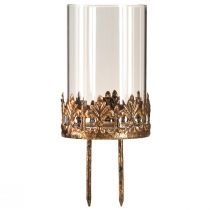 Article Photophore avec verre à brancher aspect antique doré Ø5,5cm 4 pièces