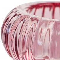 Photophore Verre Bougeoir Rond Rose Ø8cm H3.5cm
