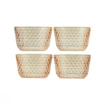 Article Photophore verre lanterne rétro orange Ø8cm H5cm 4pcs