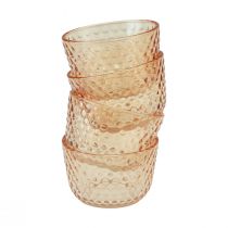 Article Photophore verre lanterne rétro orange Ø8cm H5cm 4pcs