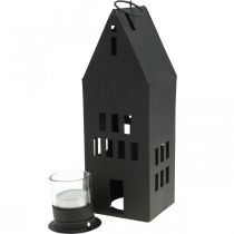 Photophore, lanterne maison métal noir Ø4.4cm H26cm