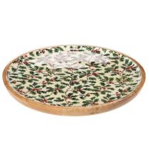 Article Assiette décorative de Noël à motif de houx, 25 cm