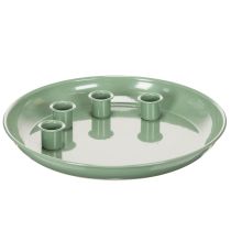 Article Plateau à bougies en forme de couronne de l'Avent verte avec quatre bougeoirs de 24 cm