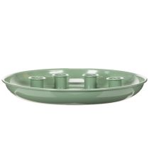 Article Plateau à bougies en forme de couronne de l'Avent verte avec quatre bougeoirs de 24 cm